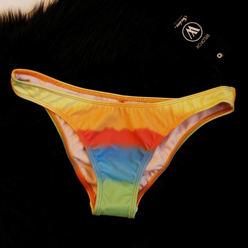Wildfox Rainbow Dip Dye Stripe Bikini Bottoms S